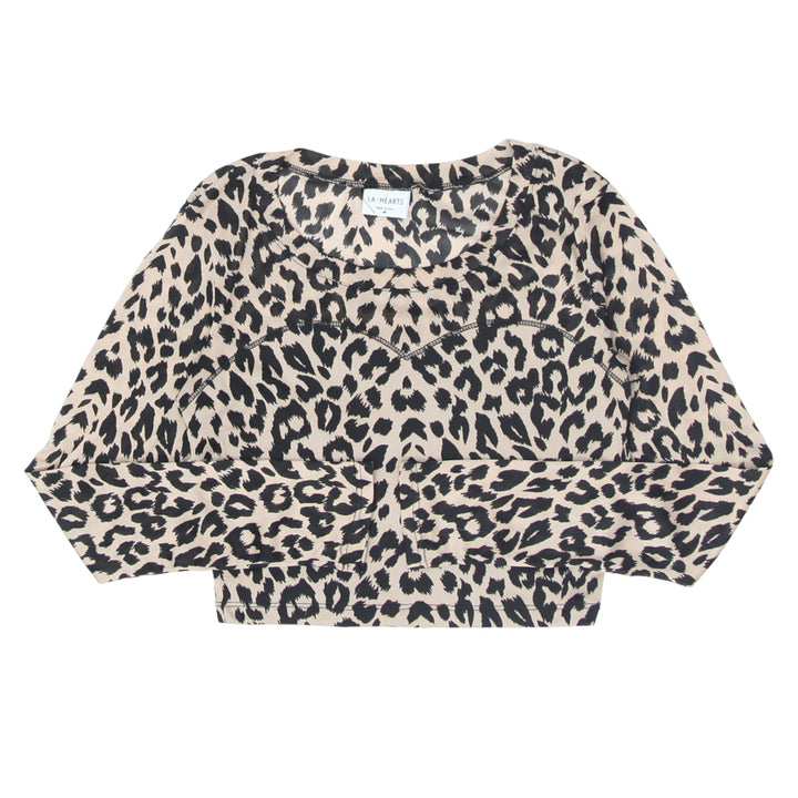 Ladies LA Hearts Animal Print Long Sleeve Crop Top