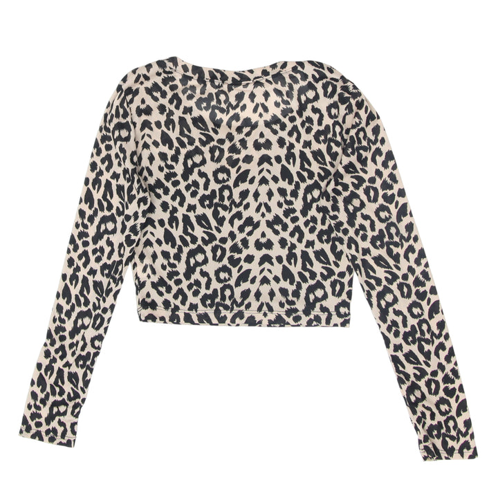 Ladies LA Hearts Animal Print Long Sleeve Crop Top