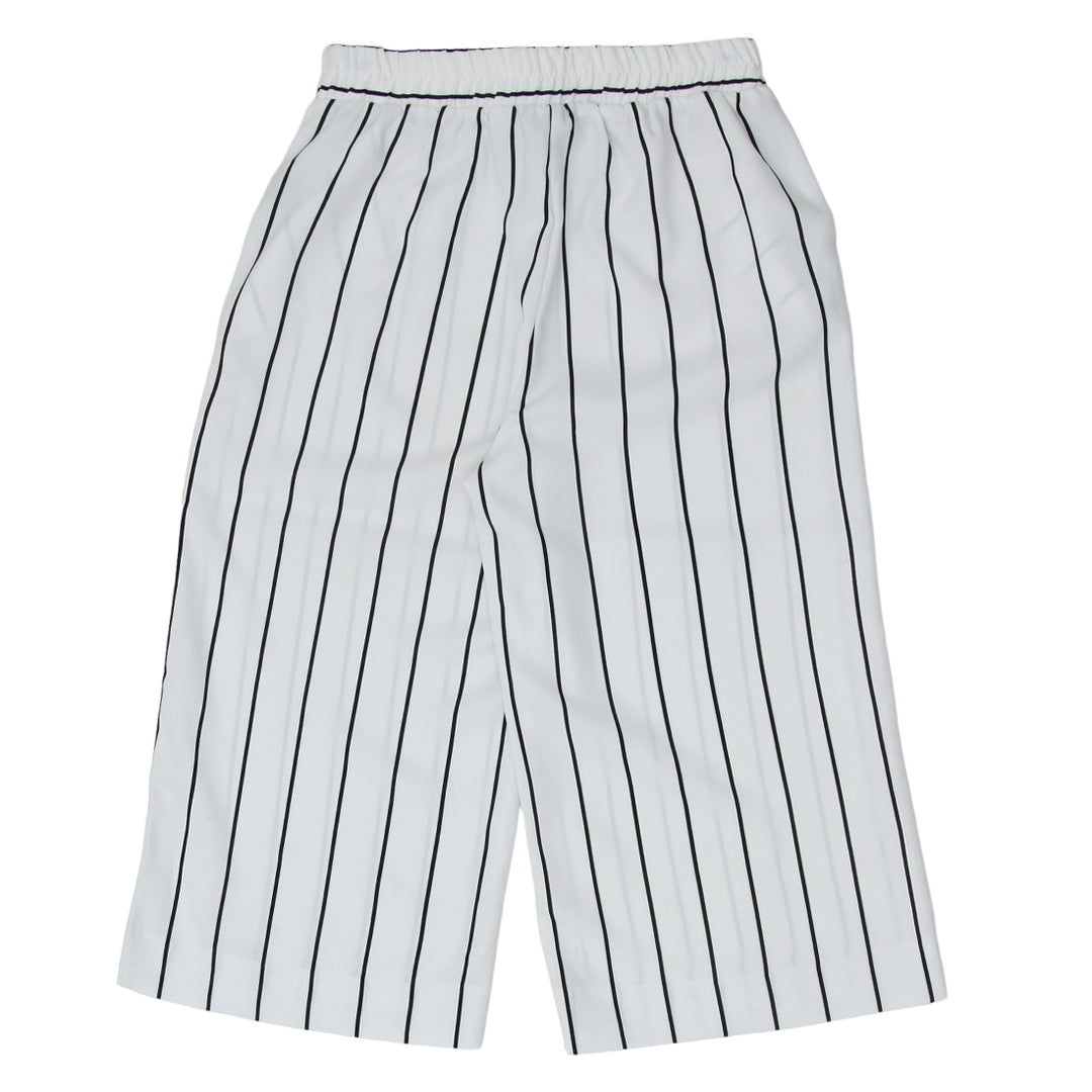 Ladies Striped Wide Leg Ankle Length Pants