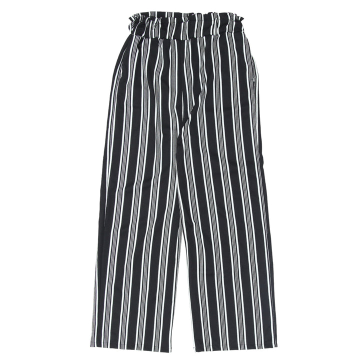 Ladies Striped Paper Bag Waist Pants