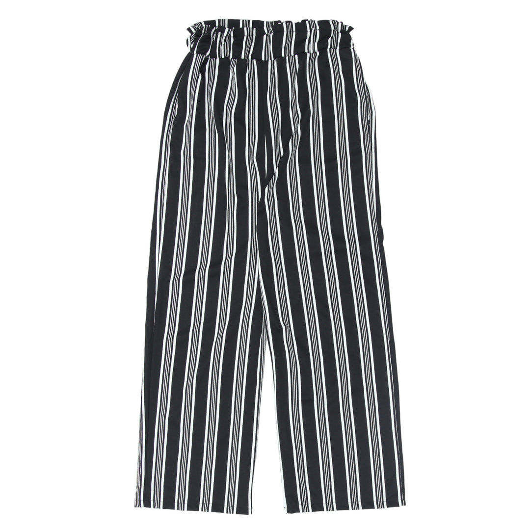 Ladies Striped Paper Bag Waist Pants