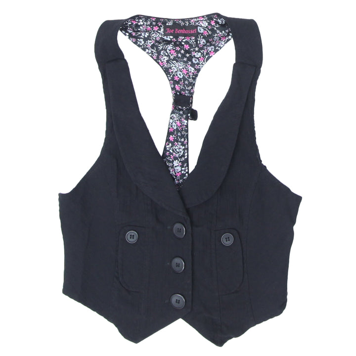 Y2K Ladies Joe Benbasset Crop Black Vest