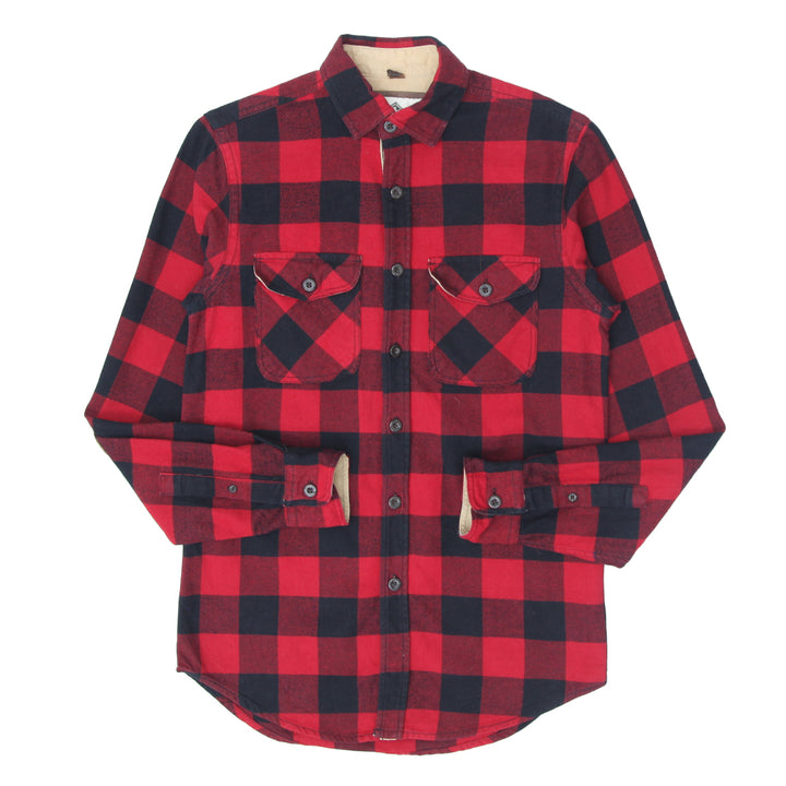 Mens Beaver Canoe Elbow Patch Plaid Flannel Shirt