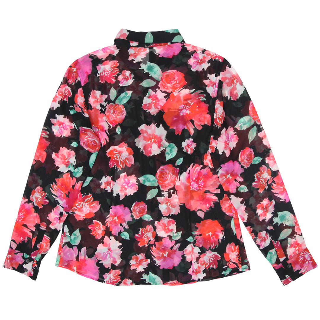 Ladies Guess Floral See-Trough Full Button Blouse