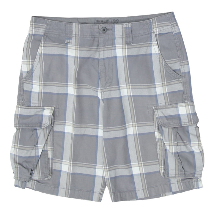 Mens Broken-In Plaid Cargo Shorts