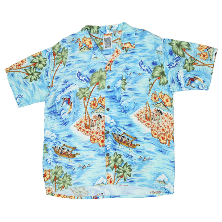 Mens Ocean Current Floral Island Print Hawaiian Shirt