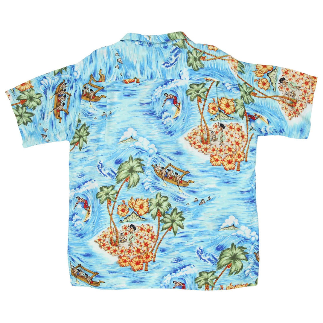 Mens Ocean Current Floral Island Print Hawaiian Shirt