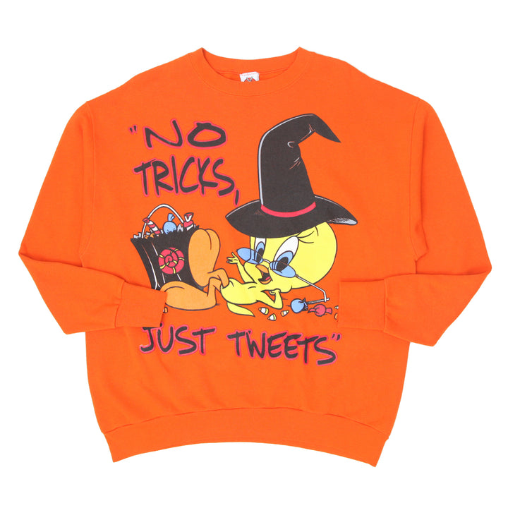 Vintage Looney Tunes Tweety Bird 1997 'No Tricks Just Tweets' Crewneck Sweatshirt Made in USA