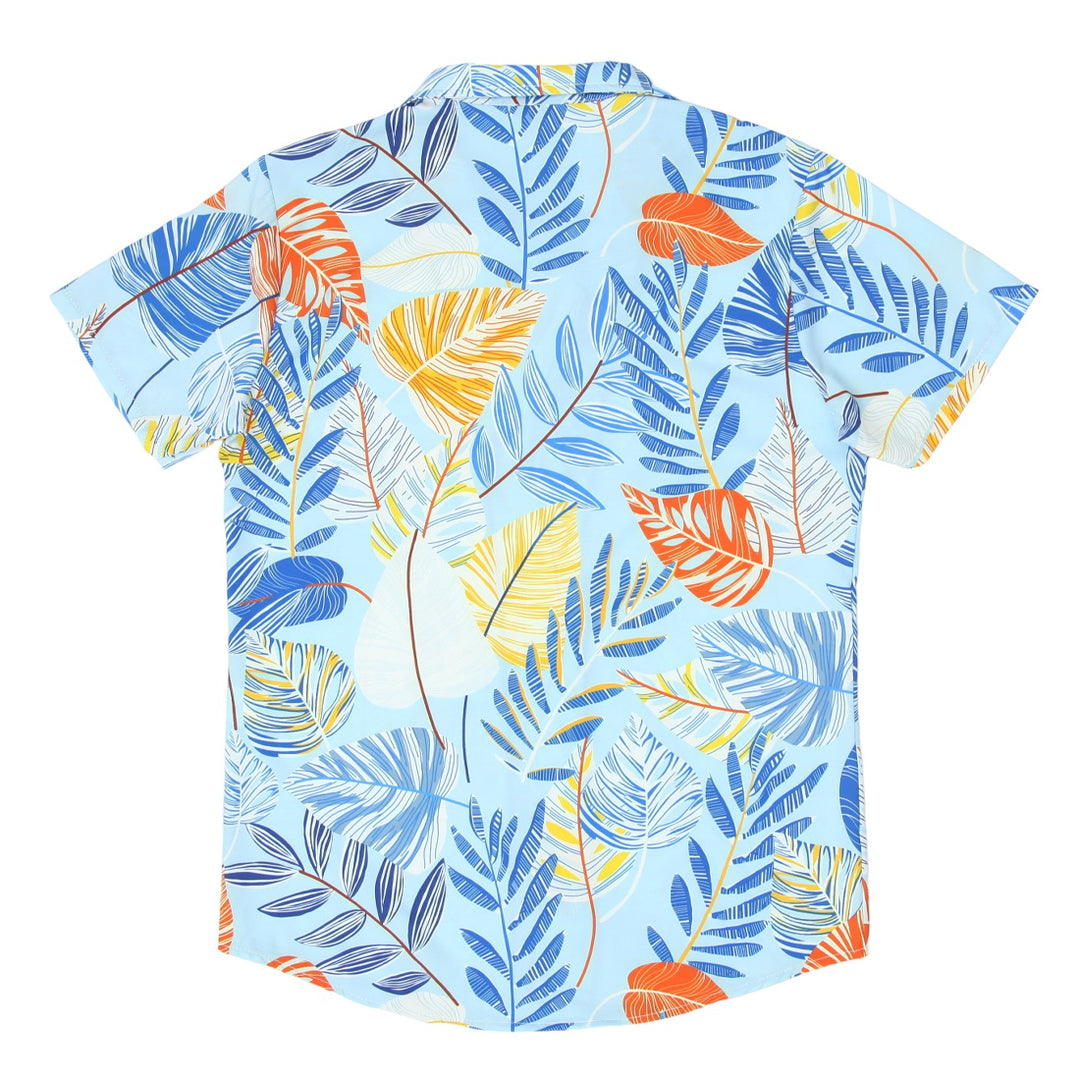 Mens Leaf Print Short Sleeve Shirt