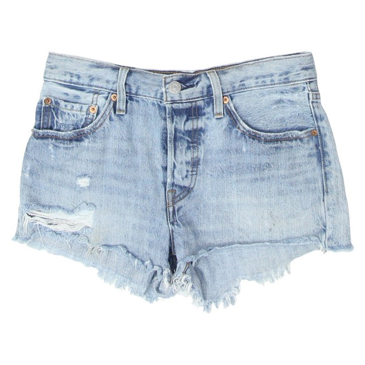 Ladies Levi Strauss 501 Button Fly Ripped Denim Shorts