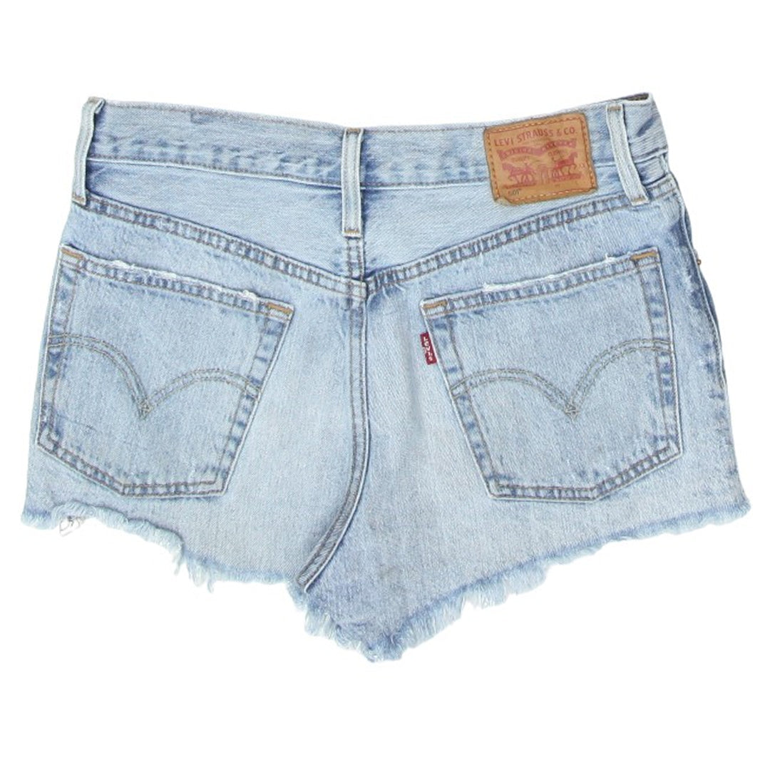 Ladies Levi Strauss 501 Button Fly Ripped Denim Shorts