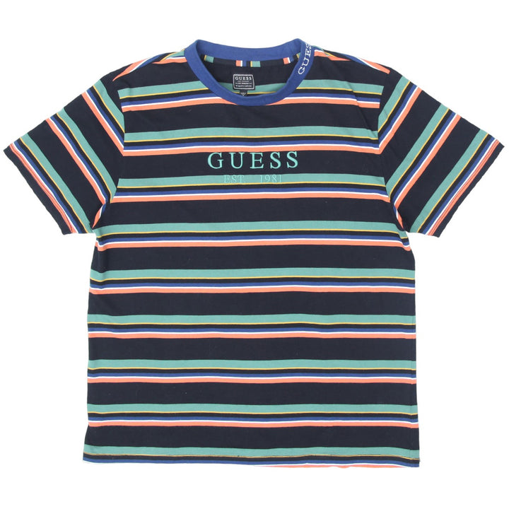 Mens Guess Embroidered Stripe Crewneck T-Shirt