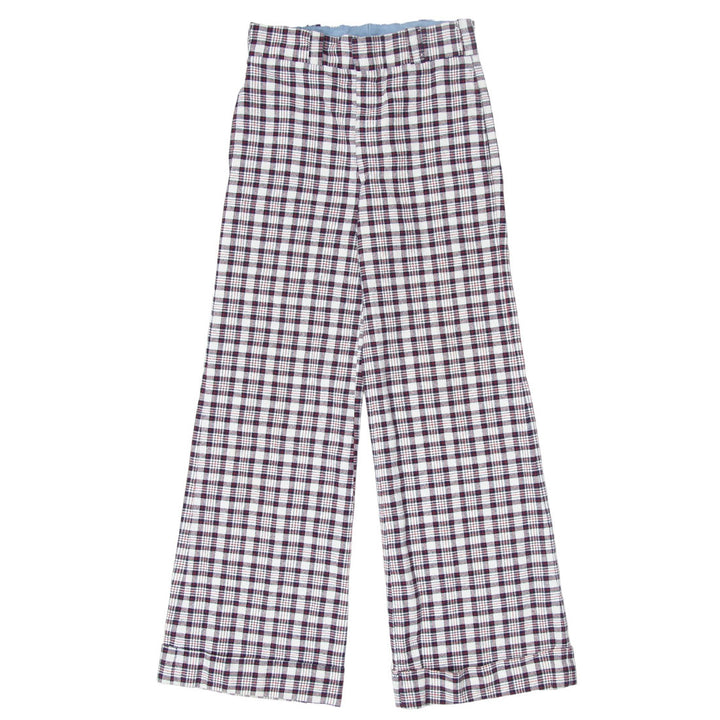 Ladies Plaid High Waist Wide Leg Pants