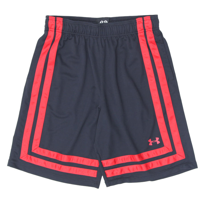 Mens Under Armour Red Stripes Black Basketball Shorts