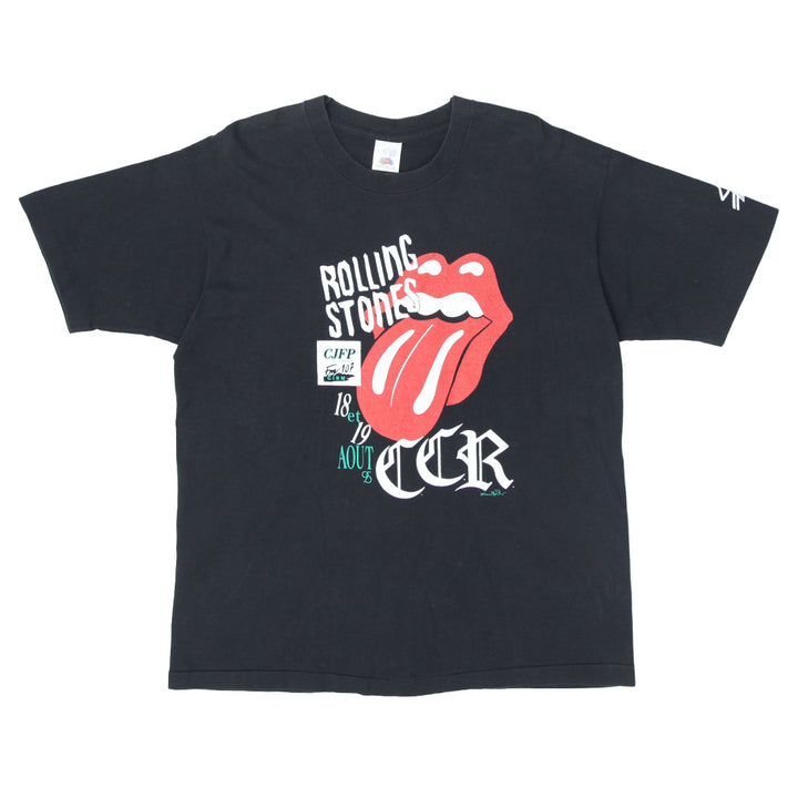 Vintage Rolling Stones T-Shirt Single Stitch Black Fruit Of The Loom XL