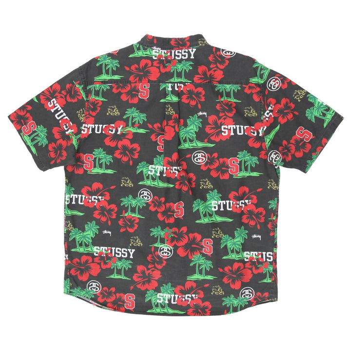 Mens Stussy Hibiscus Print Hawaiian Shirt