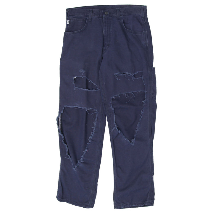 Mens Carhartt Loose Fit Navy Distressed Work Pants