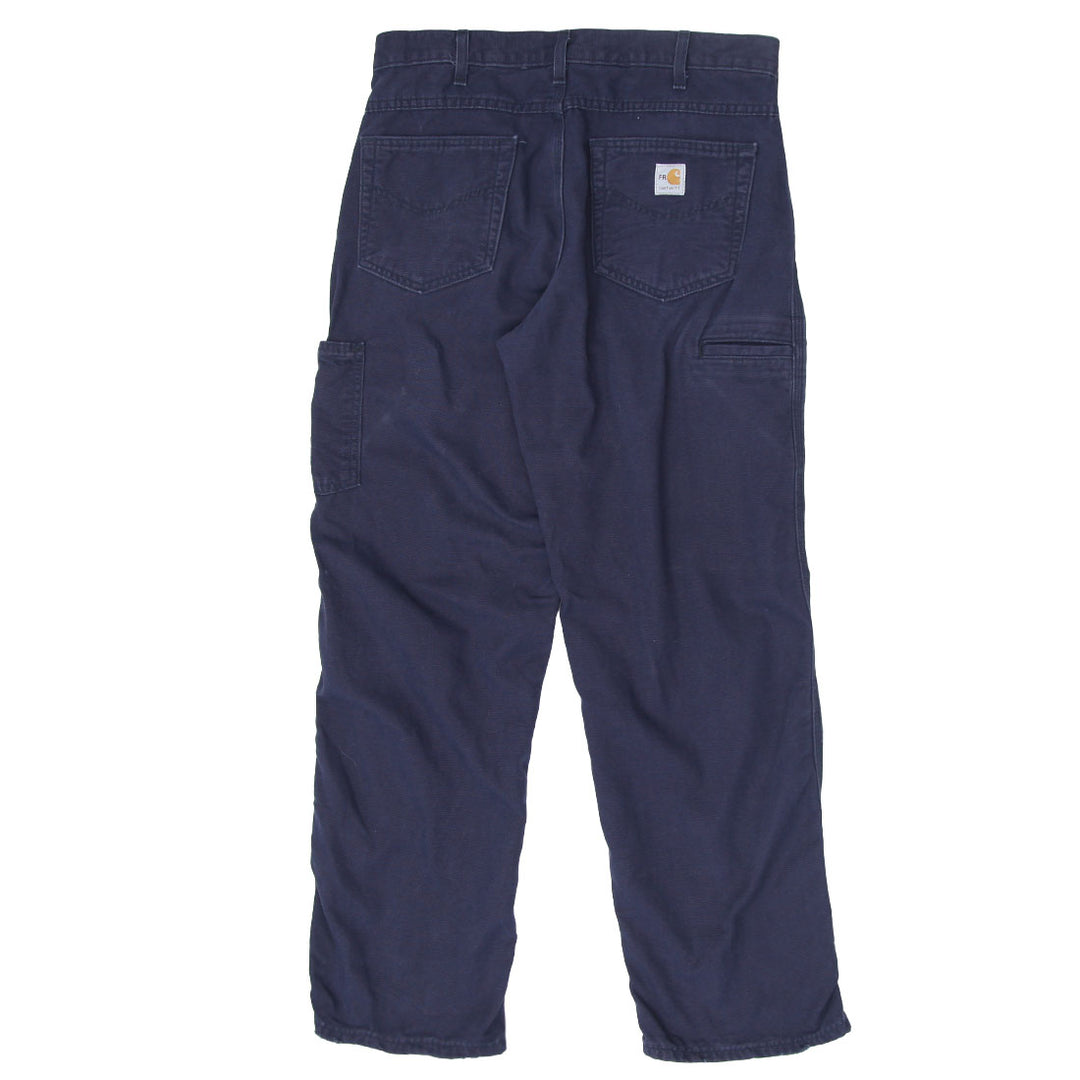 Mens Carhartt Loose Fit Navy Distressed Work Pants