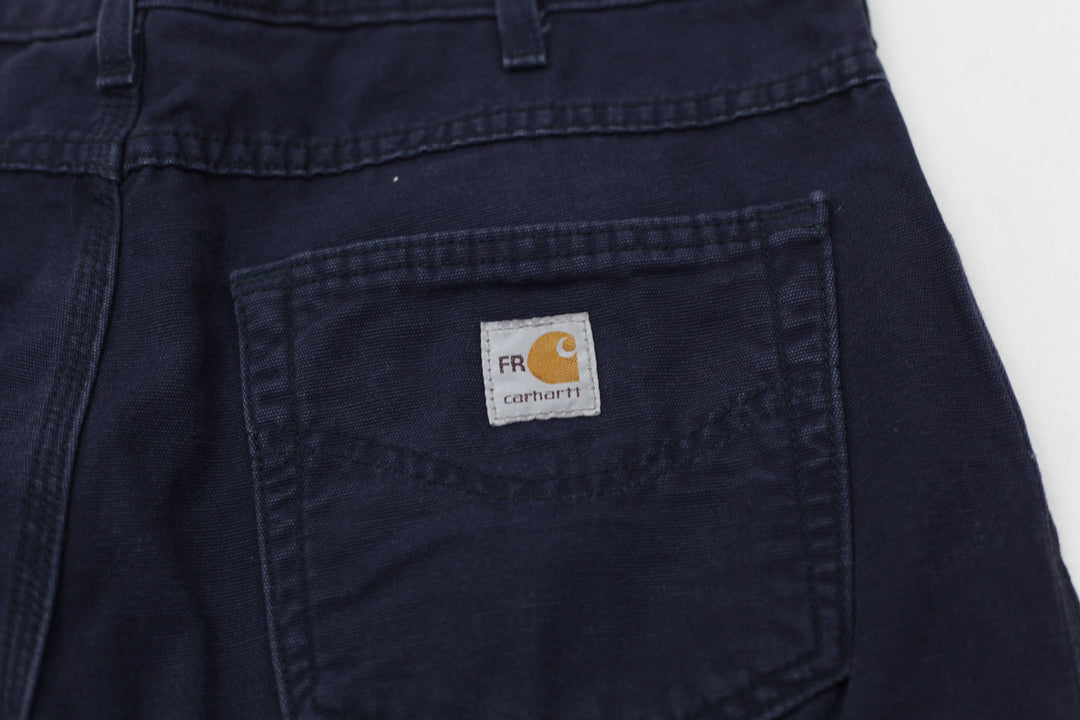 Mens Carhartt Loose Fit Navy Distressed Work Pants