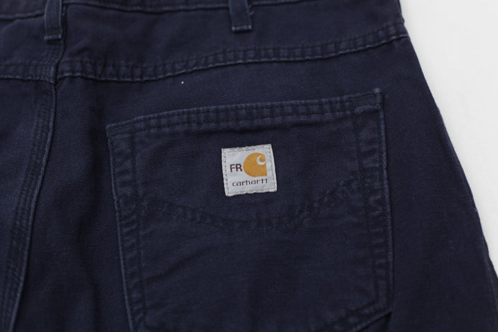 Mens Carhartt Loose Fit Navy Distressed Work Pants