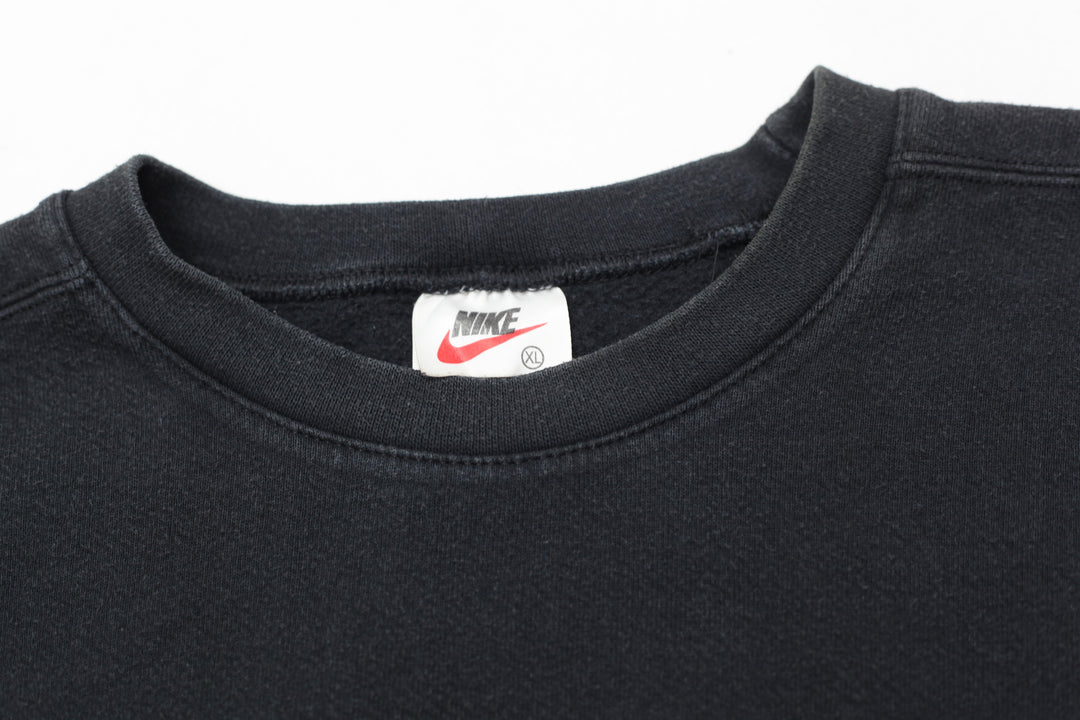 Vintage Nike 90's Swoosh Embroidered Crewneck Sweatshirt Black Made In USA