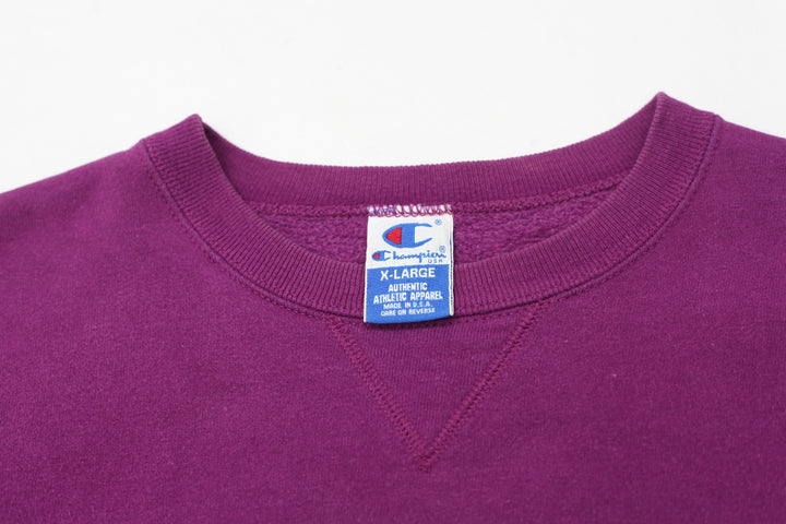 Vintage Champion Embroidered Purple Crewneck Sweatshirt Made in USA