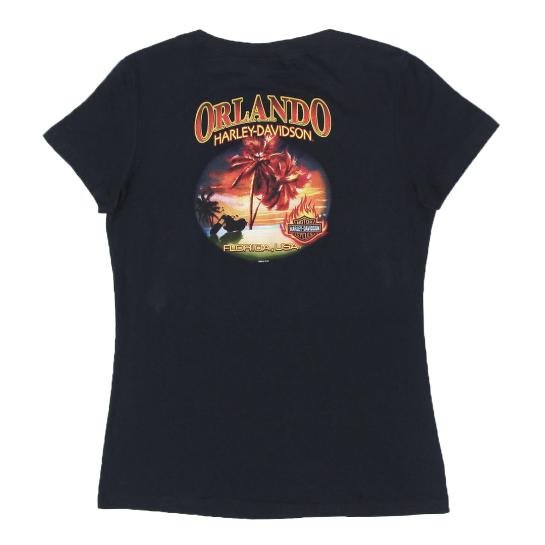 Ladies Harley Davidson Orlando Florida USA V-Neck T-Shirt