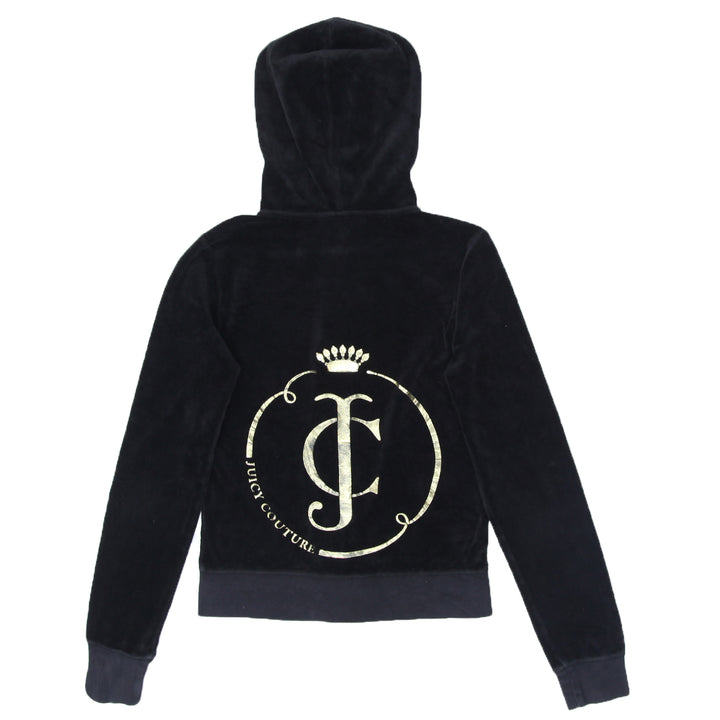 Y2K Juicy Couture Full Zip Black Velour Track Hoodie