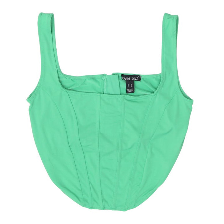 Ladies Wet Seal Back Zip Crop Top