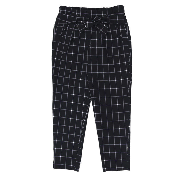 Ladies Black Plaid Ankle Pants