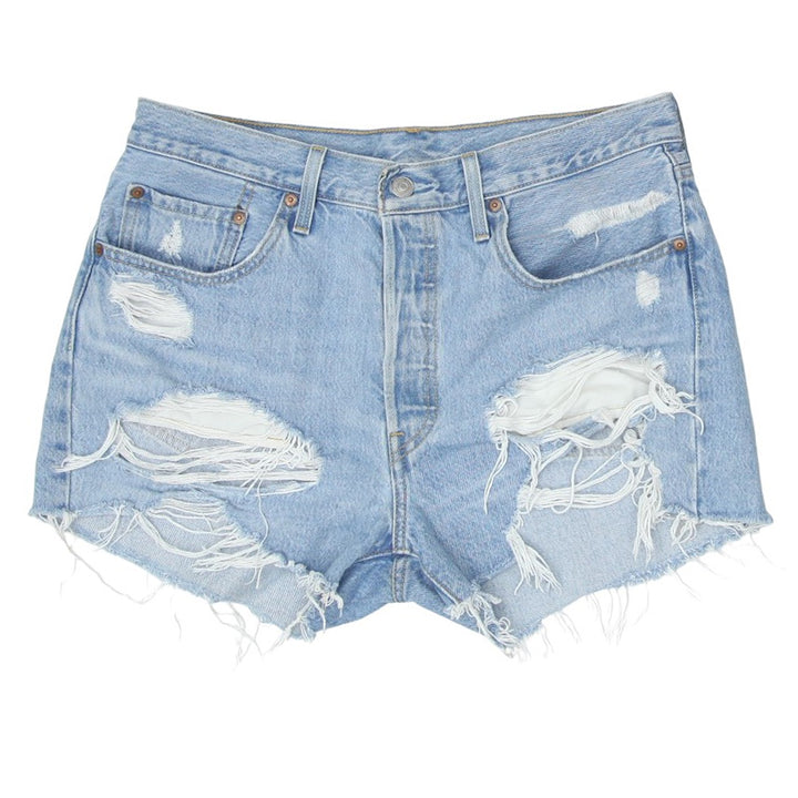 Ladies Levi Strauss # 501 Ripped Button Fly Denim Shorts