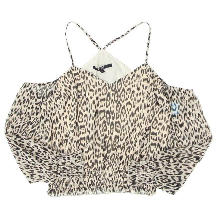 Ladies Guess Leopard Print Strappy Cold Shoulder Top