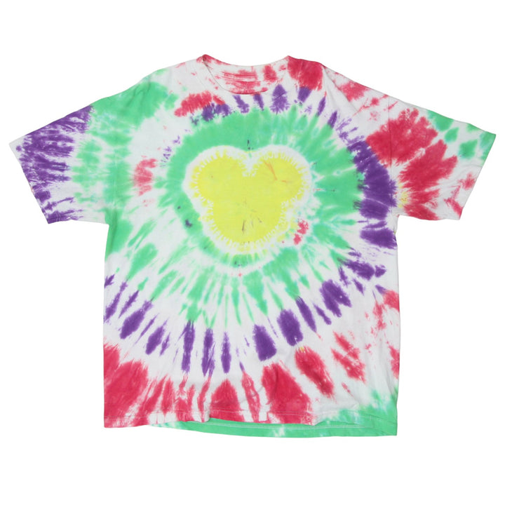 Mens Mickey Head Tie Dye Spiral T-Shirt