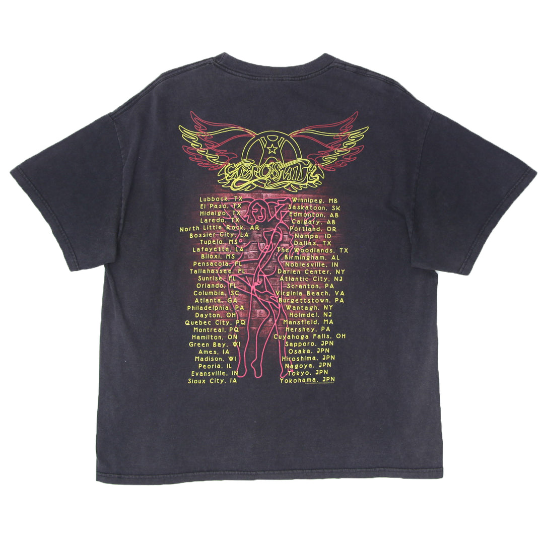 2004 Vintage Aerosmith Tour Band T-Shirt Black Tennessee River XL