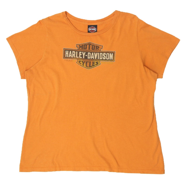 Y2K Harley Davidson Niagara Falls Canada Orange T-Shirt