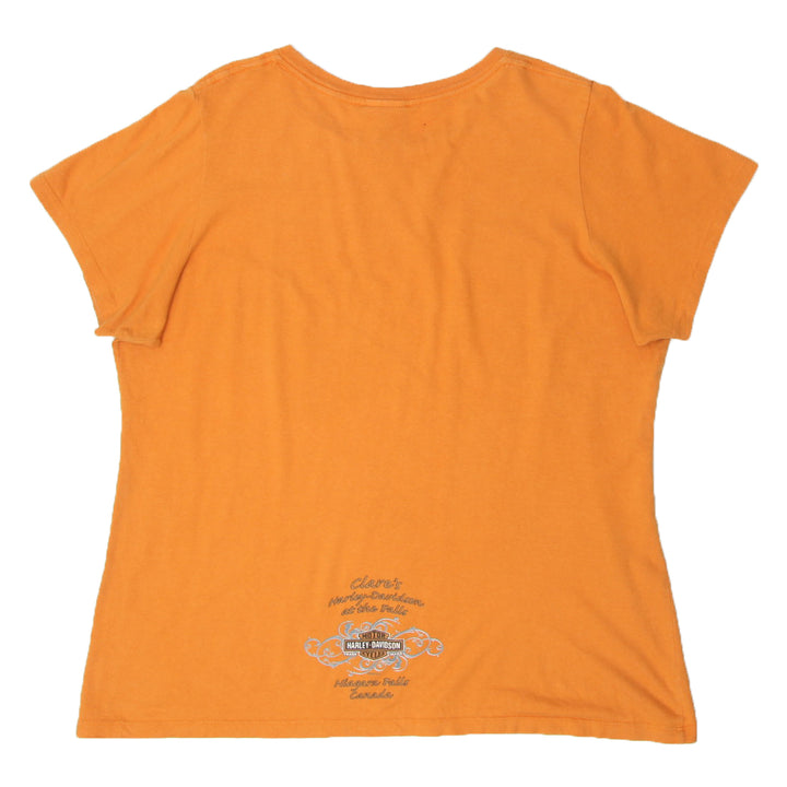 Y2K Harley Davidson Niagara Falls Canada Orange T-Shirt