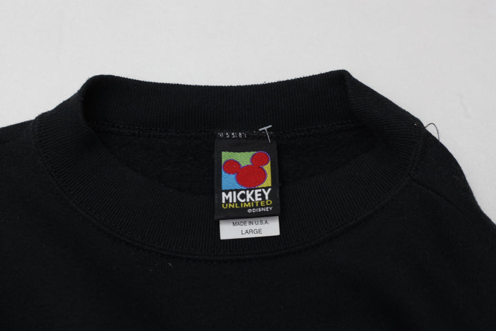 Vintage Mickey Unlimited Mickey Mouse Embroidered Black Crewneck Sweatshirt