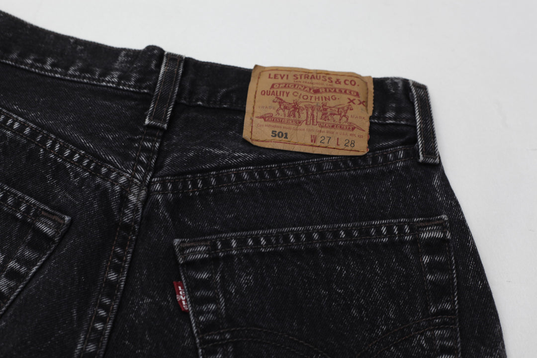 Vintage Levi Strauss 501 Button Fly Custom Denim Shorts Black Made In USA