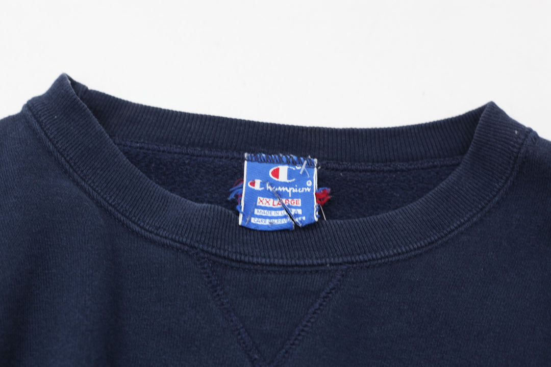 Vintage Champion Embroidered Navy Crewneck Sweatshirt Made in USA