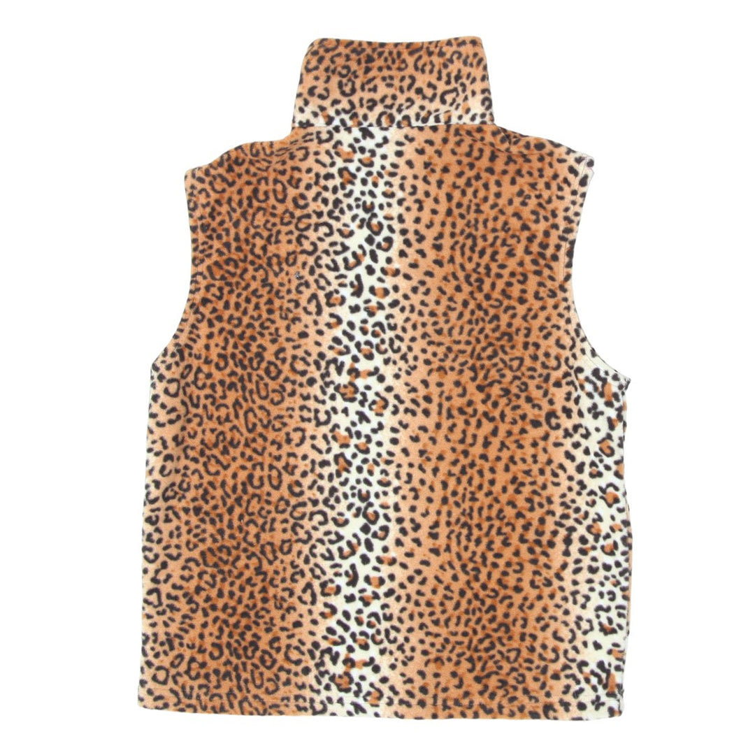 Vintage Vail Leopard Print Full Zip Fleece Vest Made In USA