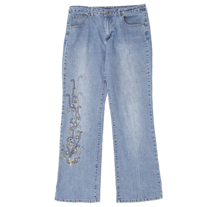 Y2K Embroidered Semi-Bootcut Jeans