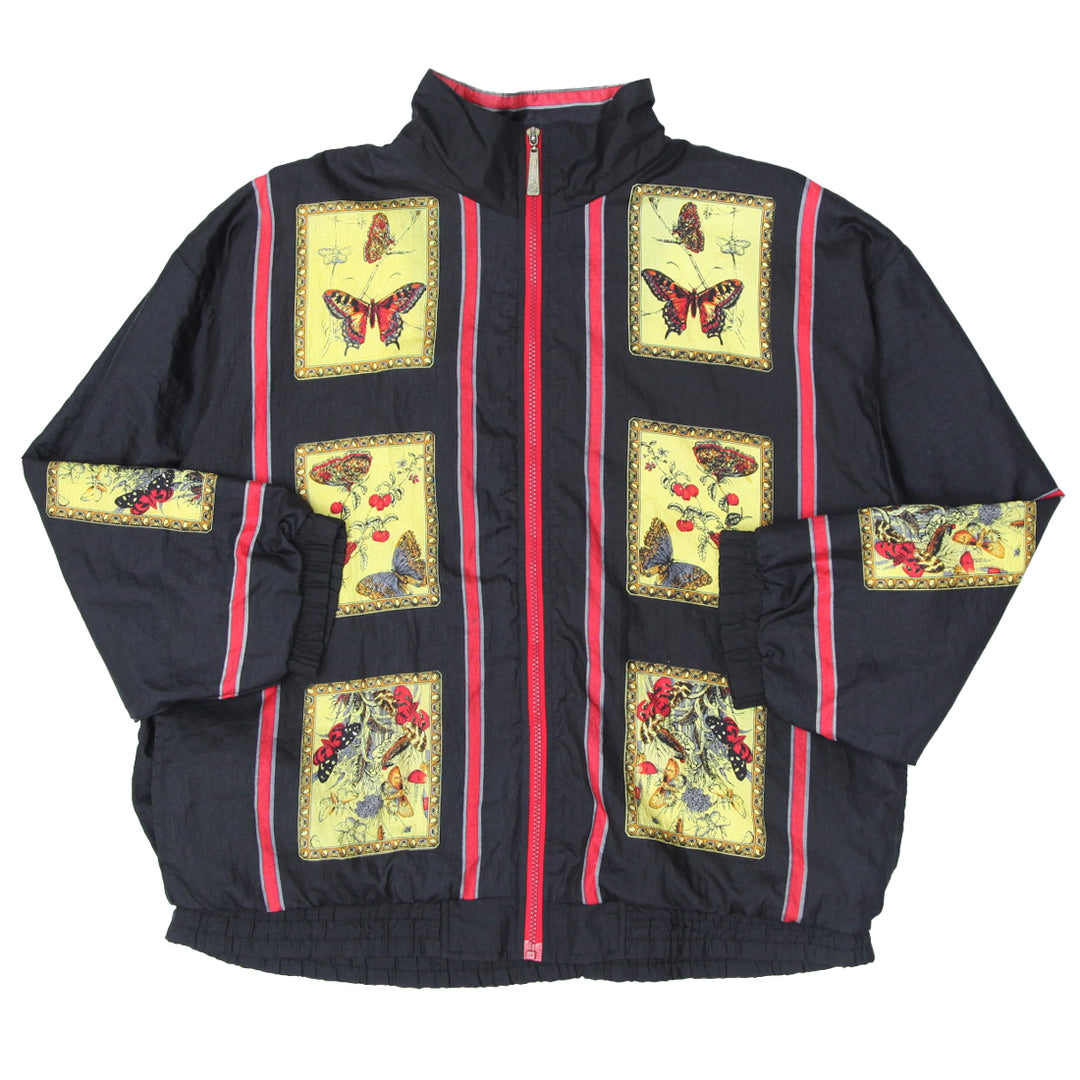 Vintage Adolfo Sport Butterflies Full Zip Windbreaker Bomber Jacket