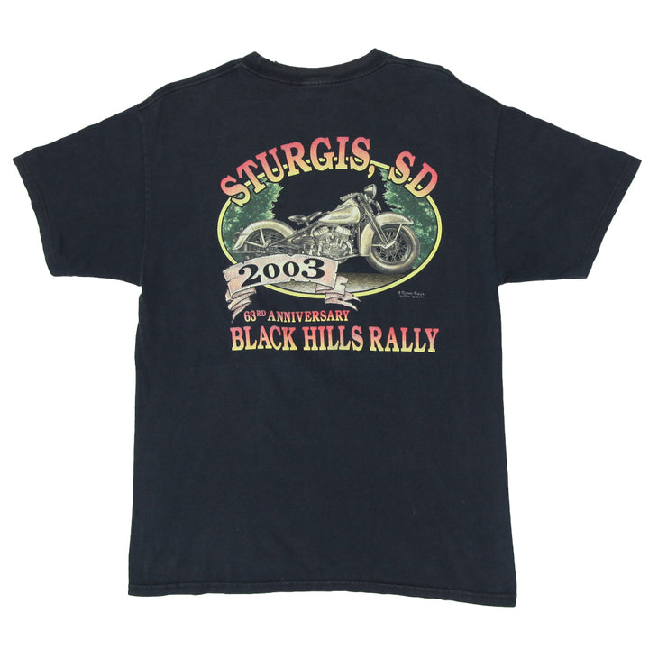 2003 Vintage Sturgis Black Hills Rally Anniversary T-Shirt Black L