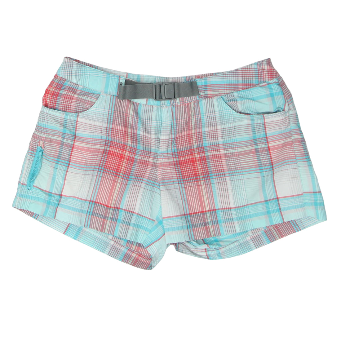 Ladies Columbia Omni Wick Plaid Belted Nylon Shorts Fashion Rerun Vintage