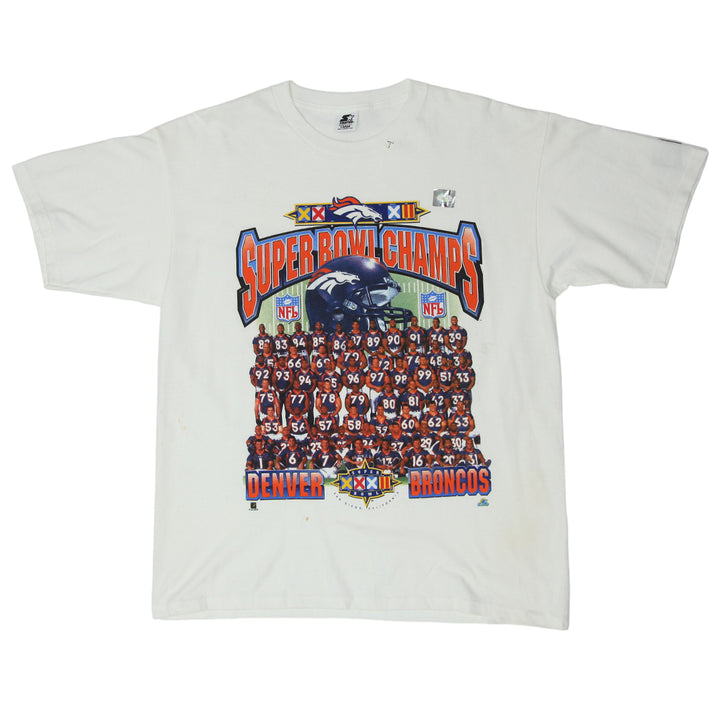 1998 Vintage Denver Vs Broncos Super Bowl Champs T-Shirt Made In USA White L