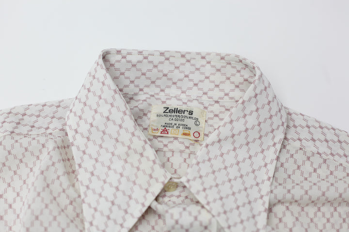 Vintage Geometric Print Full Button Shirt Zellers Large