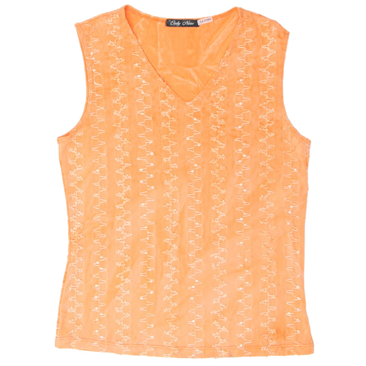 Y2K Sleeveless Sequin Orange Top