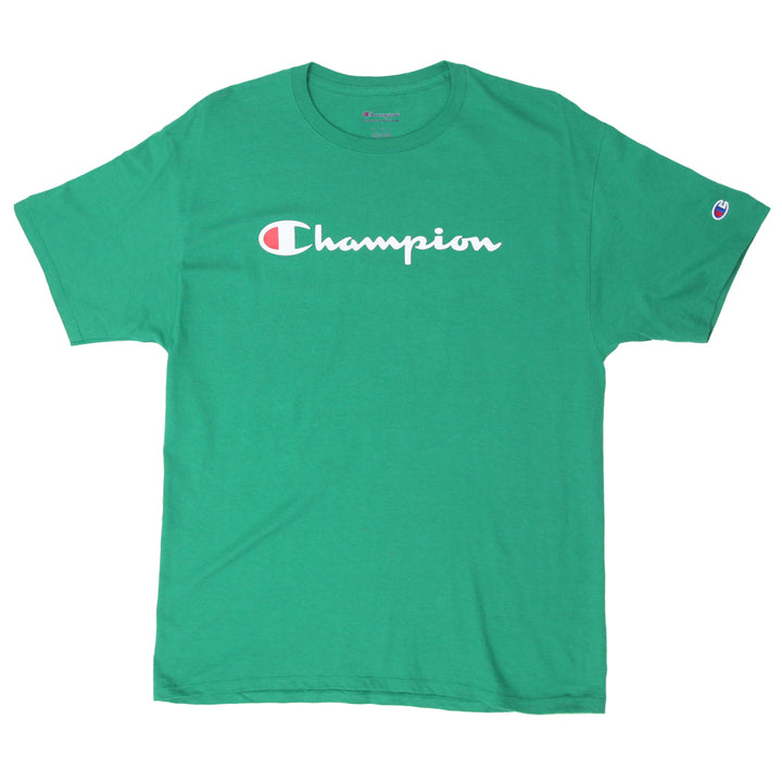 Mens Champion Logo Green Short Sleeve T-Shirt