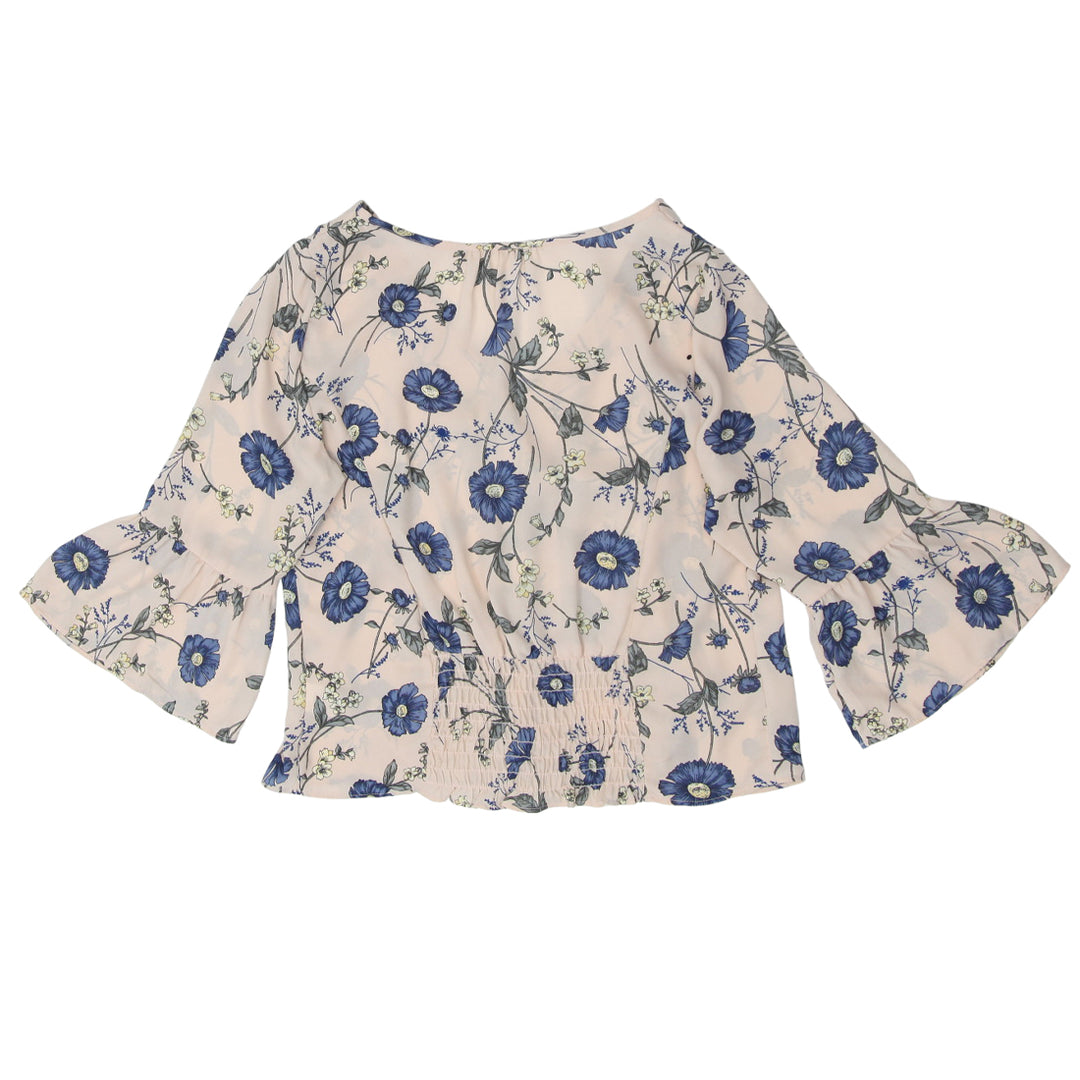 Ladies Sienna Sky Front Tie Floral Top