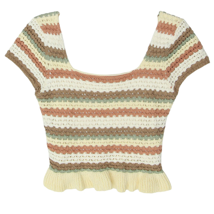 Y2K Crochet Stripe Crop Top